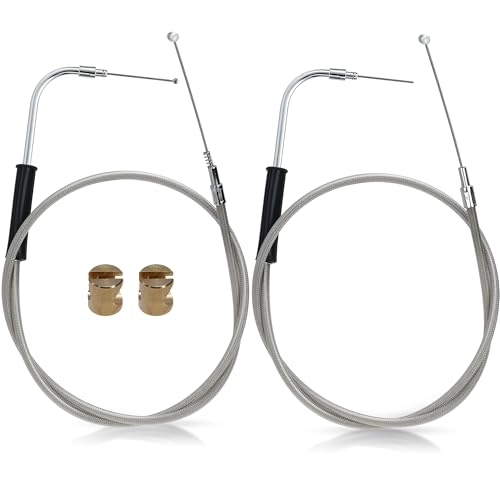 MoKitDora 3935 Throttle Idle Cable for 20072013 Harley Sportsters XL 14 Bars 19962017 Dyna 20112015 Softail FXST FXSTC FXSTD 12 Handlebar Stainless Steel Braided - Image 1