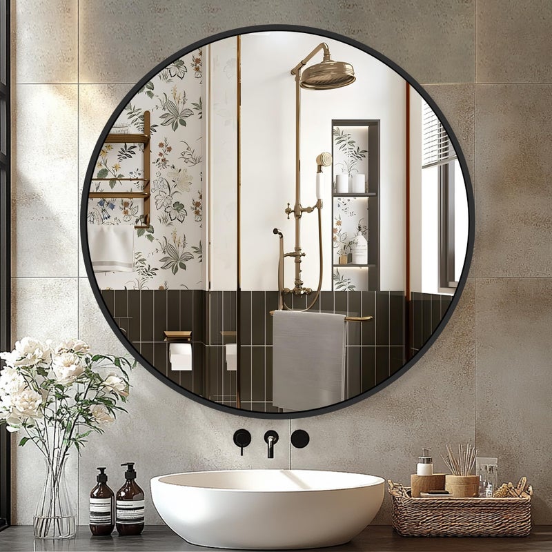 Black Frame Mirror Bathroom Mirrors for Wall26 Round Circle Mirror for Entryway Bedroom Vanity26Black