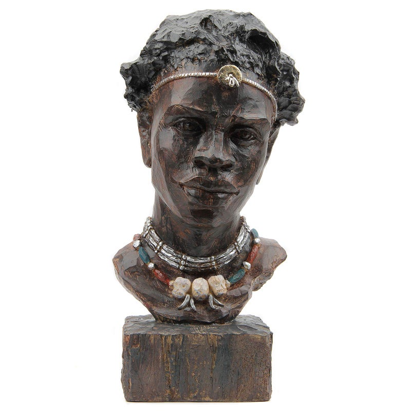 Leekung Leekung African Statues and Sculptures for Home DecorAfrican Figurines Head Statue Decorations for HomeAfrican Art Sculptures Man Statue Decor for Living Room Woodstone Color 