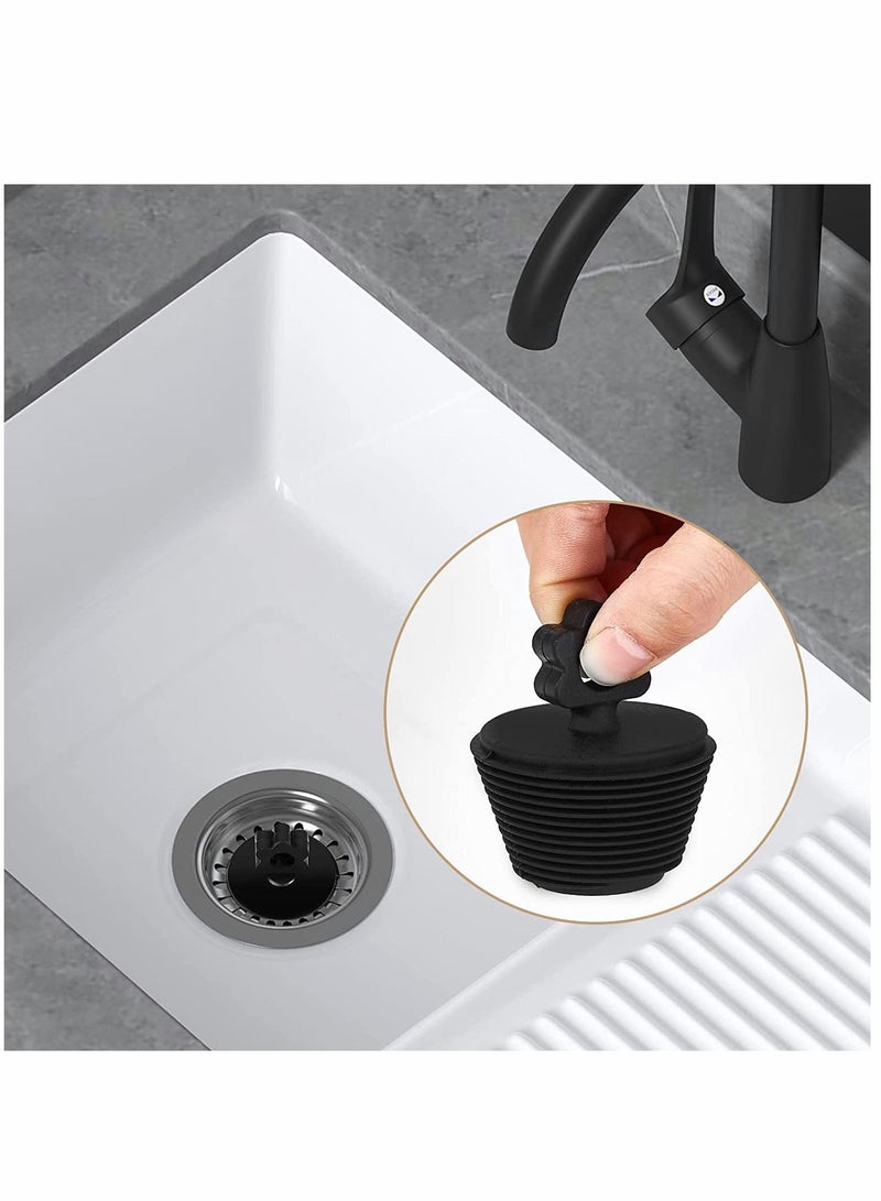 2 Pack, Universal Bathtub Plug, Silicone Bathtub Stopper, Bathtub Drain Stopper Plug for Kitchen Bathtub Sink Drains, Universal Environmental Protection Silicone Floor Drain Dust Plug (Black) - Image 4