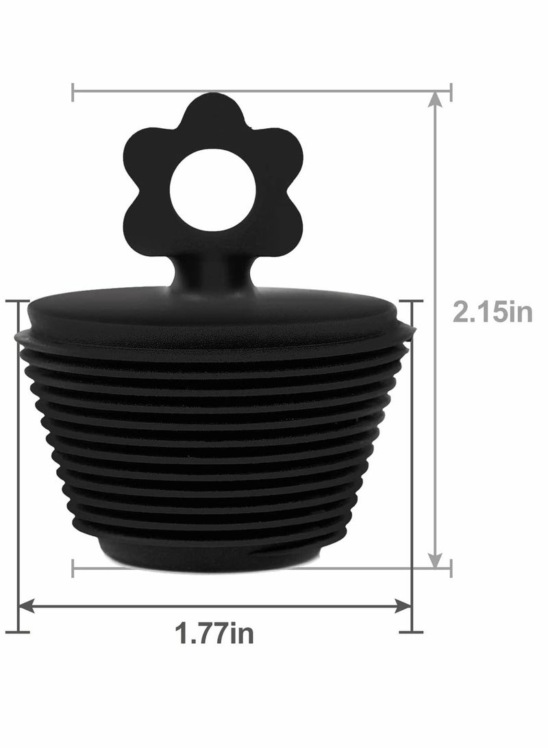 2 Pack, Universal Bathtub Plug, Silicone Bathtub Stopper, Bathtub Drain Stopper Plug for Kitchen Bathtub Sink Drains, Universal Environmental Protection Silicone Floor Drain Dust Plug (Black) - Image 2