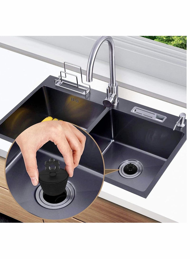 2 Pack, Universal Bathtub Plug, Silicone Bathtub Stopper, Bathtub Drain Stopper Plug for Kitchen Bathtub Sink Drains, Universal Environmental Protection Silicone Floor Drain Dust Plug (Black) - Image 5