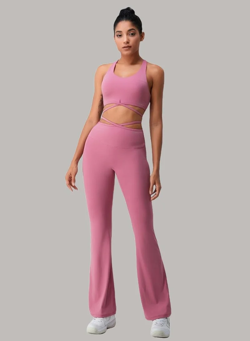 Womens High Waist Flared Contour Workout Sport Leggings Yoga Pants Tummy Control Running Pants