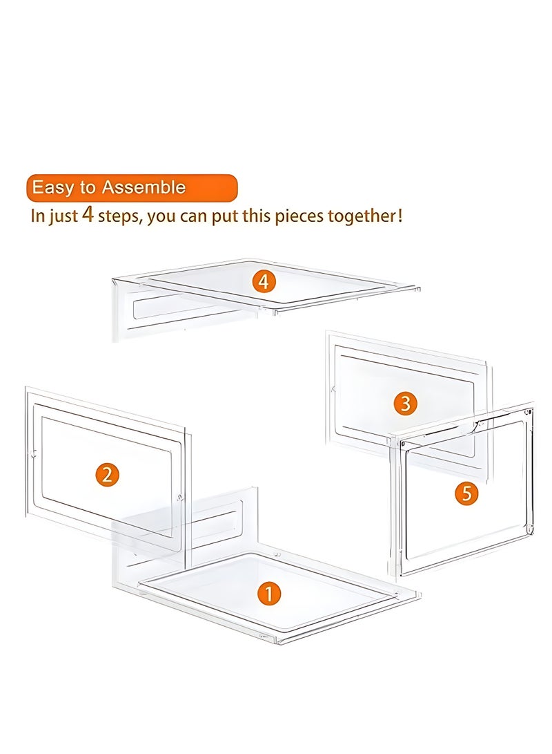 الآلة الصغيرة صندوق أحذية مكون من 6 قطع ، صناديق تخزين الأحذية ، قابلة للتكديس من البلاستيك ، حاويات أحذية مع أغطية للنساء/الرجال ، رف خزانة الأحذية المحمولة 34.5 × 27 × 19 سم - Image 5