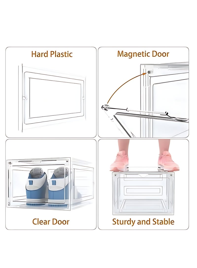 الآلة الصغيرة صندوق أحذية مكون من 6 قطع ، صناديق تخزين الأحذية ، قابلة للتكديس من البلاستيك ، حاويات أحذية مع أغطية للنساء/الرجال ، رف خزانة الأحذية المحمولة 34.5 × 27 × 19 سم - Image 4