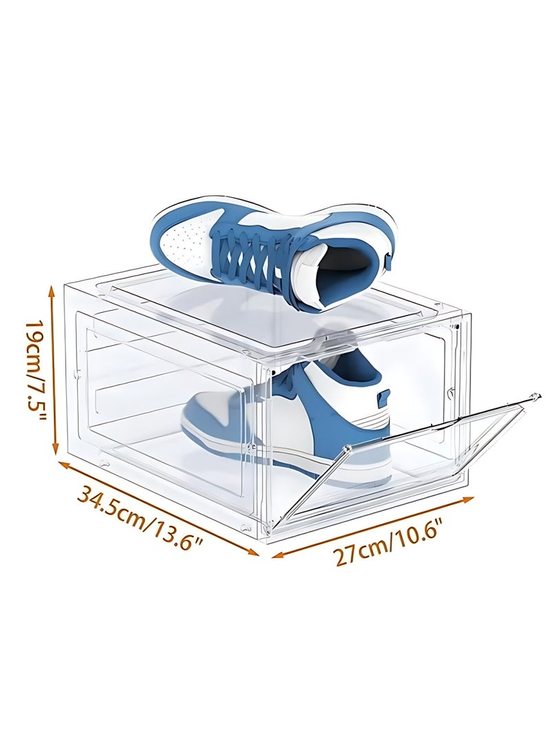الآلة الصغيرة صندوق أحذية مكون من 6 قطع ، صناديق تخزين الأحذية ، قابلة للتكديس من البلاستيك ، حاويات أحذية مع أغطية للنساء/الرجال ، رف خزانة الأحذية المحمولة 34.5 × 27 × 19 سم - Image 2