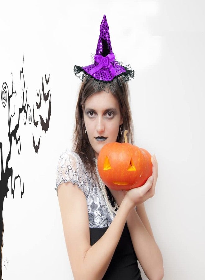 Oarkive Witch Headband Cute Witch Hat Halloween Mini Small Witch Headpiece Witches Headband for Women Girls for Halloween Party Cosplay Witch Costume Hat Favors Supplies - Image 4