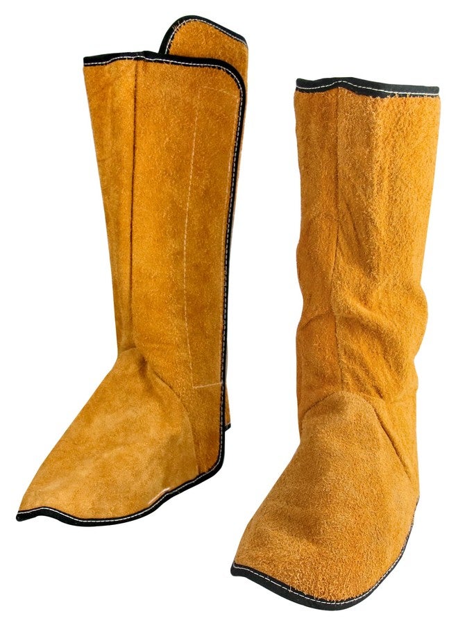 QWORK Fireproof Shoe Leg Cover Leather for Welding Welder Work Boot Protectors, Welding Safety Boot Covers, Leg Guards Gaiters, Men and Women - Image 1