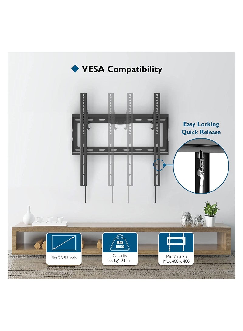 TV Wall Mount Bracket for Most 26-55 inch LCD/LED/OLED Flat Curved TVs, Tilt Slim TV Wall Bracket up to 55kg - Image 1