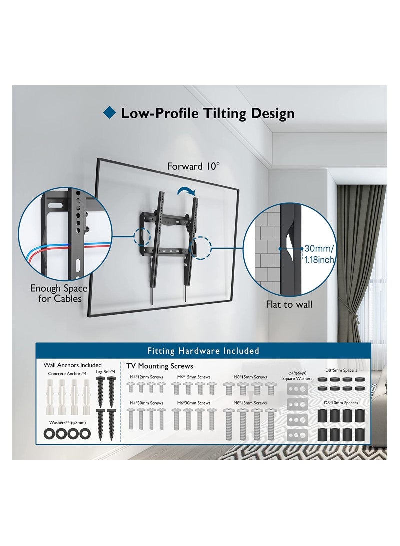 TV Wall Mount Bracket for Most 26-55 inch LCD/LED/OLED Flat Curved TVs, Tilt Slim TV Wall Bracket up to 55kg - Image 3