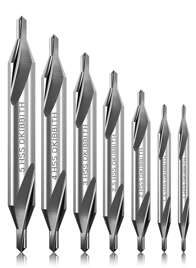 DKIBBITH 7 Pieces Center Drill Bits Set, M2 High Speed Steel 60-Degree Angle Center Drill Bits Kit Countersink Tools for Lathe Metalworking Size 1.0 1.5 2.0 2.5 3.0 4.0 5.0 - Image 1