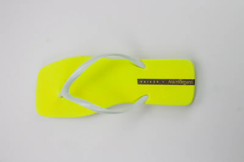 Voices Slim Women'S  Flip Flops With Square Shape Sole - Yellow/White