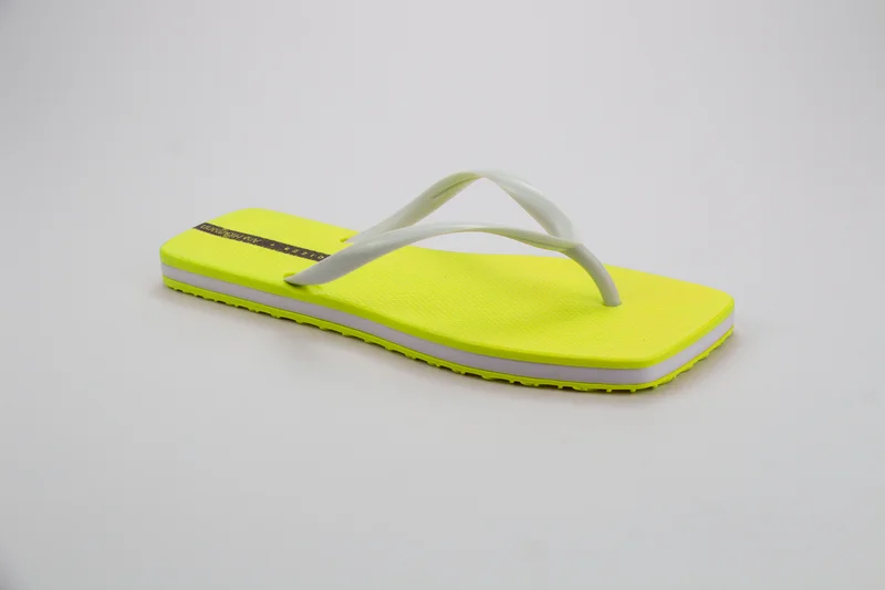 Voices Slim Women'S  Flip Flops With Square Shape Sole - Yellow/White