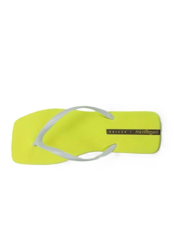 Voices Slim Women'S  Flip Flops With Square Shape Sole - Yellow/White