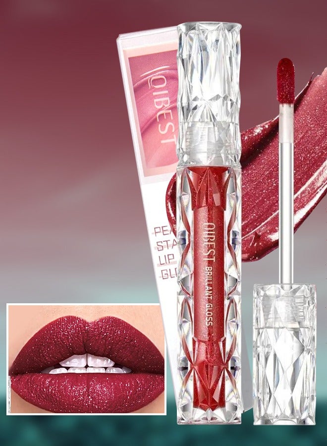 QiBest لمعان الشفاه اللؤلؤي - زيت شفاه ماتي بلمسة لامعة - أحمر شفاه سائل معدني لامع - لمسة لامعة - لمسة نهائية لامعة - صبغة شفاه عالية الصبغة - تدوم طويلاً - مكياج رقم 06 - Image 1