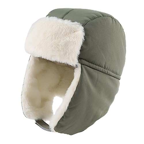 JANGANNSA Waterproof &Windproof Winter Baby Beanie Fleece Lined Kids Trapper Hat Earflap Warm Hat for Boys Girls (Army Green, 1-3 Years) - Image 1