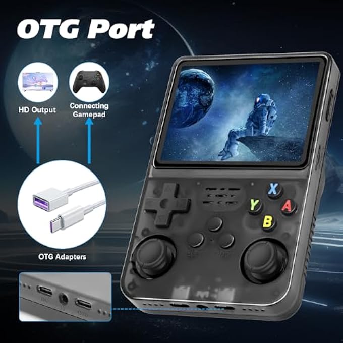 R36S HANDHELD, 3.5 INCH IPS SCREEN LINUX SYSTEM, HANDHELD GAME CONSOLE SUPPORT WIFI ONLINE BATTLING, WITH 10,000+ CLASSIC GAMES, 128G, TRANSPARENT BLACK - Image 5