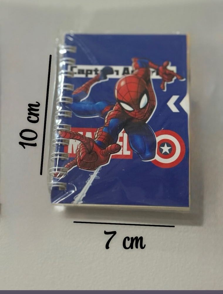 Small notebook in the form of Marvel Spider-Man children's drawings, spiral-bound, size 10 × 7 cm, for school and office supplies (pack of 4 pieces) - Image 2