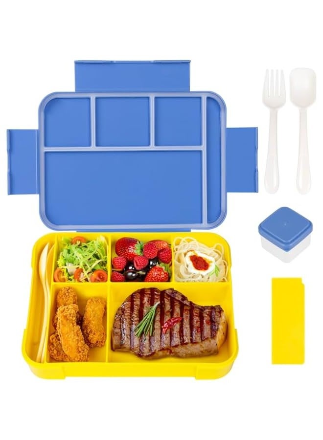 TRASSLE Lunch Box for Kid School, Bento Box Children, Leak-proof Lunch Box For Kids Adults, Snack Box, with 5 Compartments and Cutlery Set,For School, Trips  - Image 1