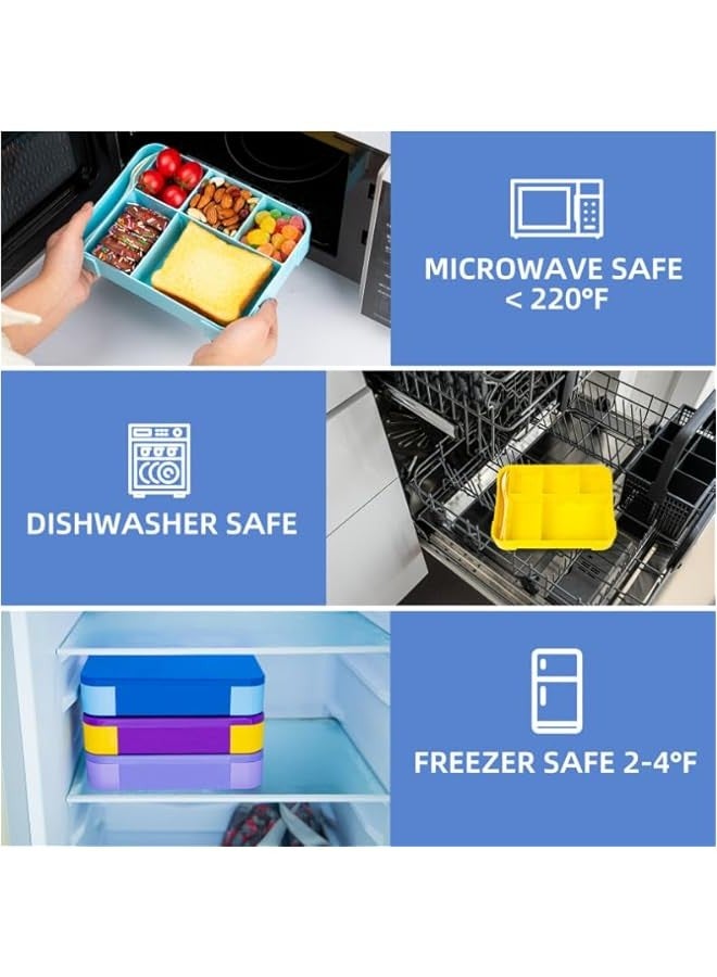 TRASSLE Lunch Box for Kid School, Bento Box Children, Leak-proof Lunch Box For Kids Adults, Snack Box, with 5 Compartments and Cutlery Set,For School, Trips  - Image 4