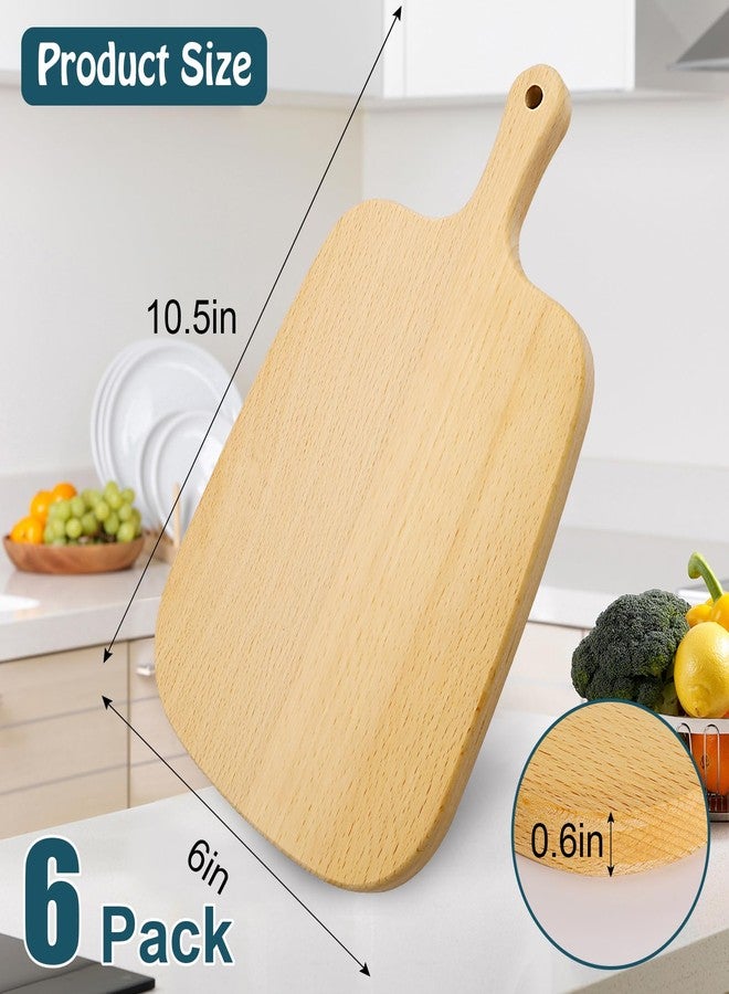 Tivcck 6 Pcs Wood Cutting Board with Handle,Bulk Wood Chopping Board,Thicken Wood Charcuterie Boards,Wooden Serving Board for Cheese,Bread,Vegetables,Fruit,Wedding,Housewarming Gift(10.5 x 6 x 0.6 in) - Image 2
