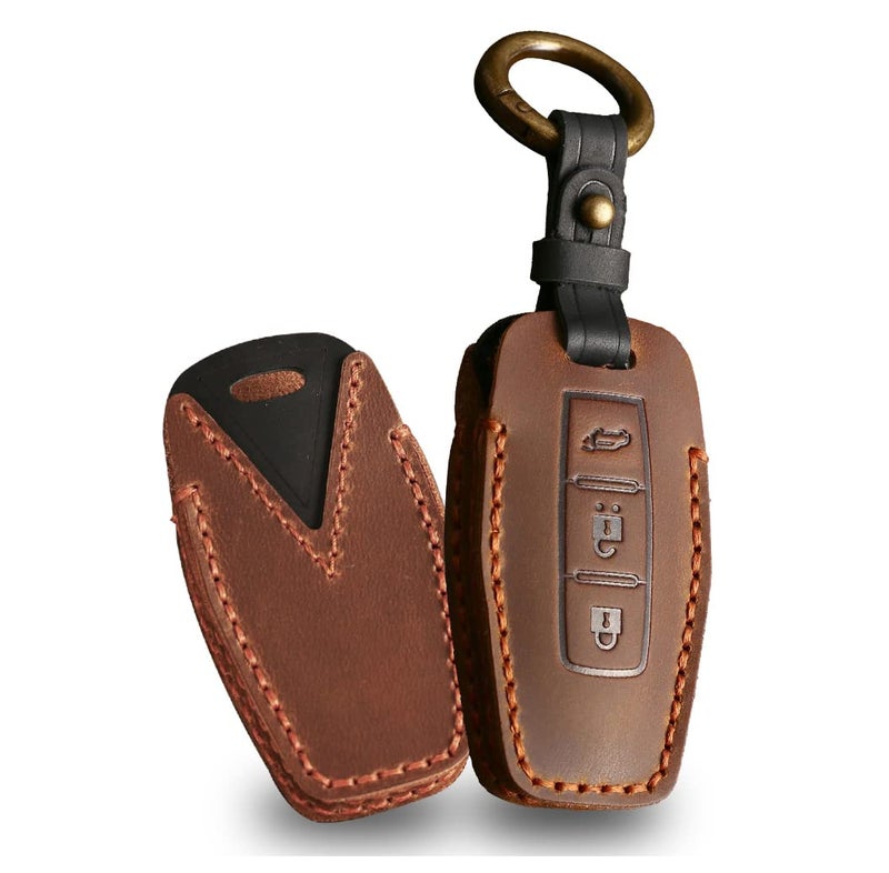 Ysbxitu 3 Buttons Keyless Remote Key Fob Cover with Keychain Fit for Mitsubishi Smart Key Shell Case Compatible with Mitsubishi Outlander 2021 2022 2023 2024 Key Sleeve Key Protective Cover-Brown - Image 1