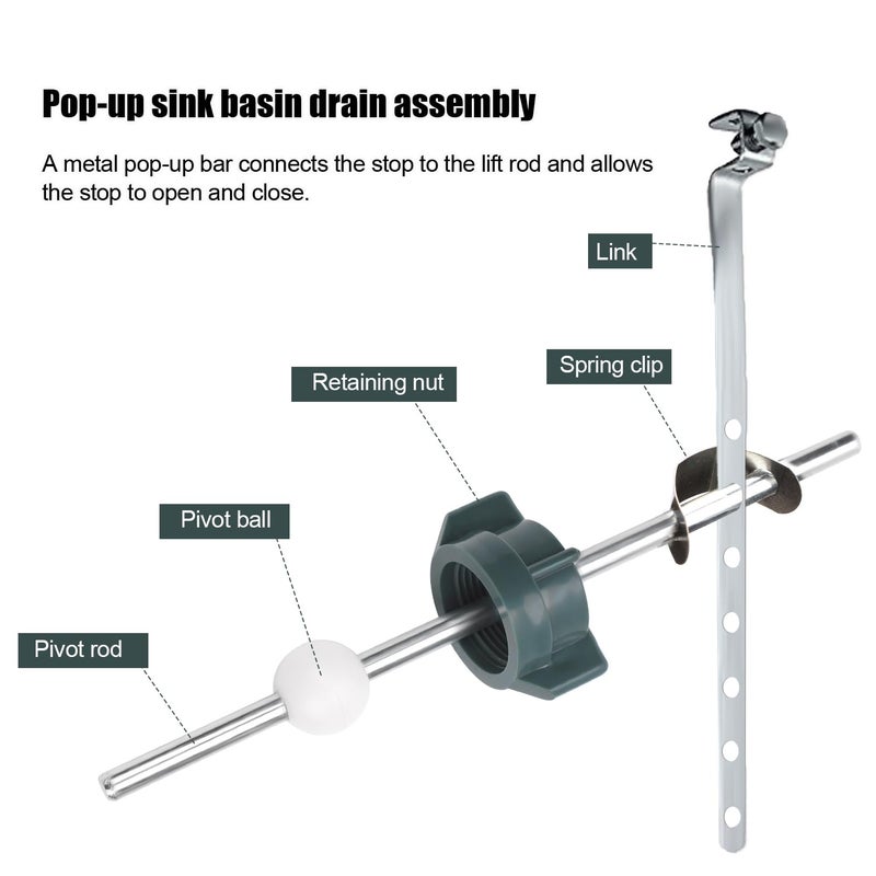 PEUTIER Lavatory Pop Up Center Piece Assembly, Sink Ball/Pivot Rod Replacement Parts Bathroom Sink Drain Repair Kit Compatible with Price Pfister Pop Up Stopper and Other Popular Brands Replacement for PS2673 - Image 5