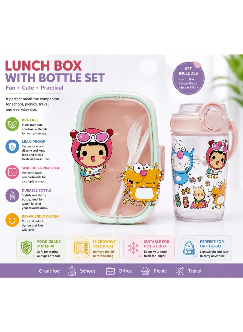 Lunch Box For Kids, Lunch Box And Water Bottle With Bag, Lunch Box For School, Leak-Proof Lunch Box, Microwave And Dishwasher Safe - Image 2