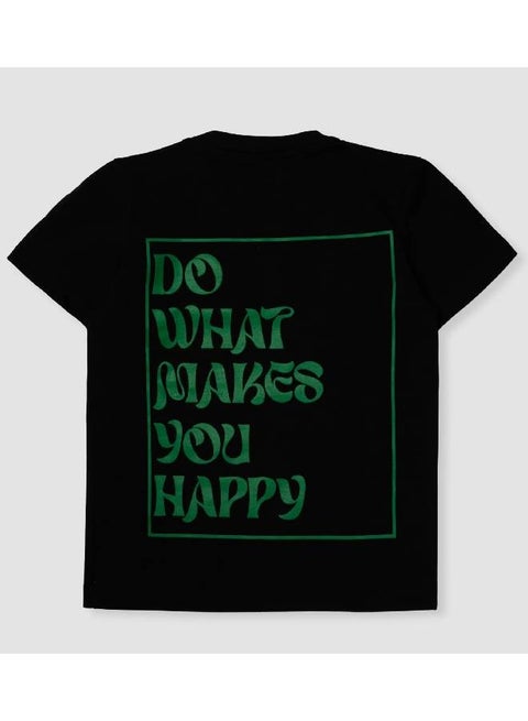 Kids Unisex Be Happy Black T-shirt