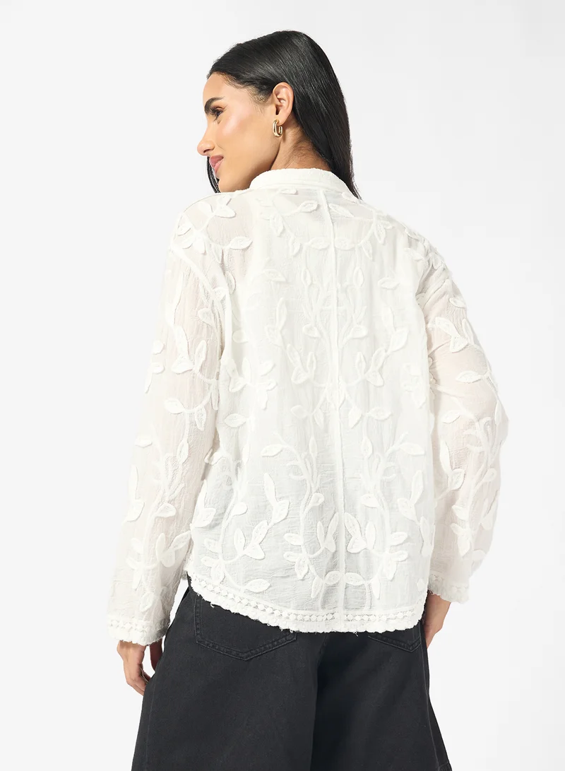 Ginger Button Up Oversize Embroidered Shirt