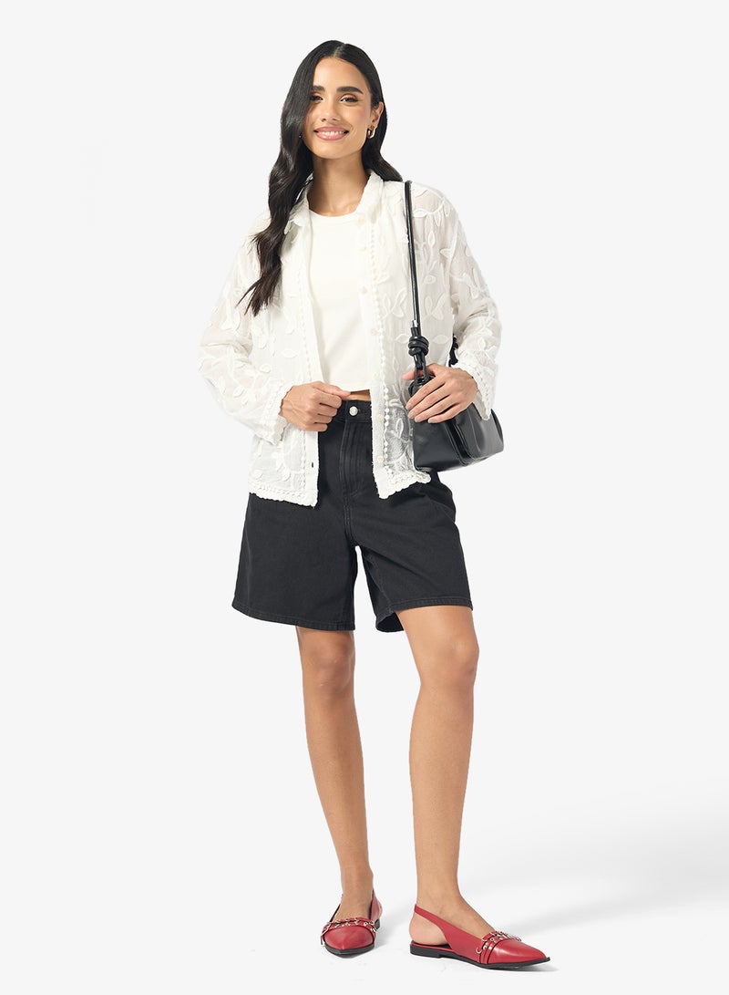 جينجر قميص مطرز بأزرار واسع - Image 4