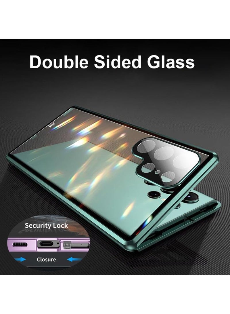 عام حافظة قفل معدنية مزدوجة الجانبين مصنوعة من الزجاج توفر حماية كاملة 360 درجة لهاتف Samsung Galaxy S24 Ultra Lens Case - Image 2