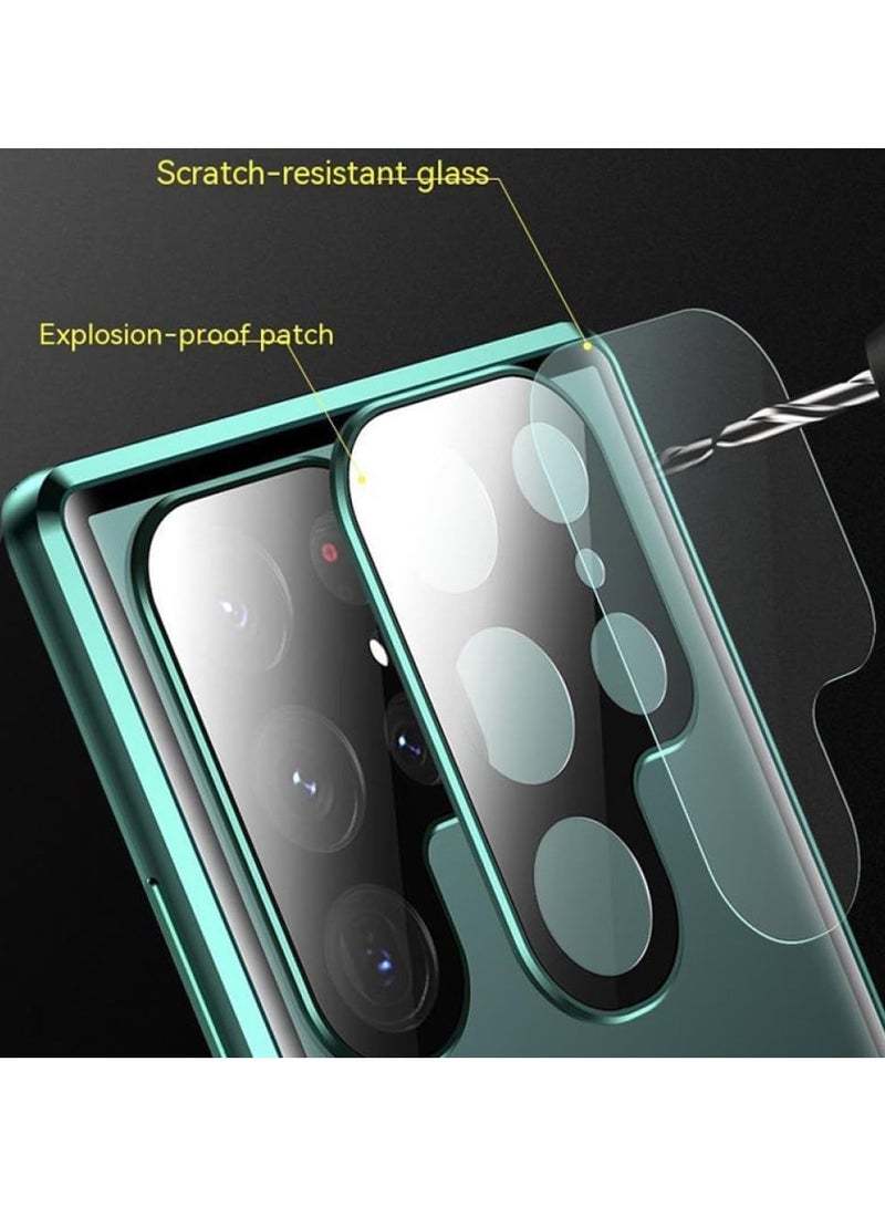 عام حافظة قفل معدنية مزدوجة الجانبين مصنوعة من الزجاج توفر حماية كاملة 360 درجة لهاتف Samsung Galaxy S24 Ultra Lens Case - Image 3