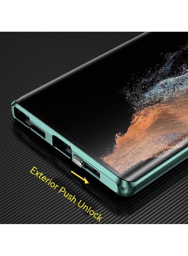 عام حافظة قفل معدنية مزدوجة الجانبين مصنوعة من الزجاج توفر حماية كاملة 360 درجة لهاتف Samsung Galaxy S24 Ultra Lens Case - Image 4