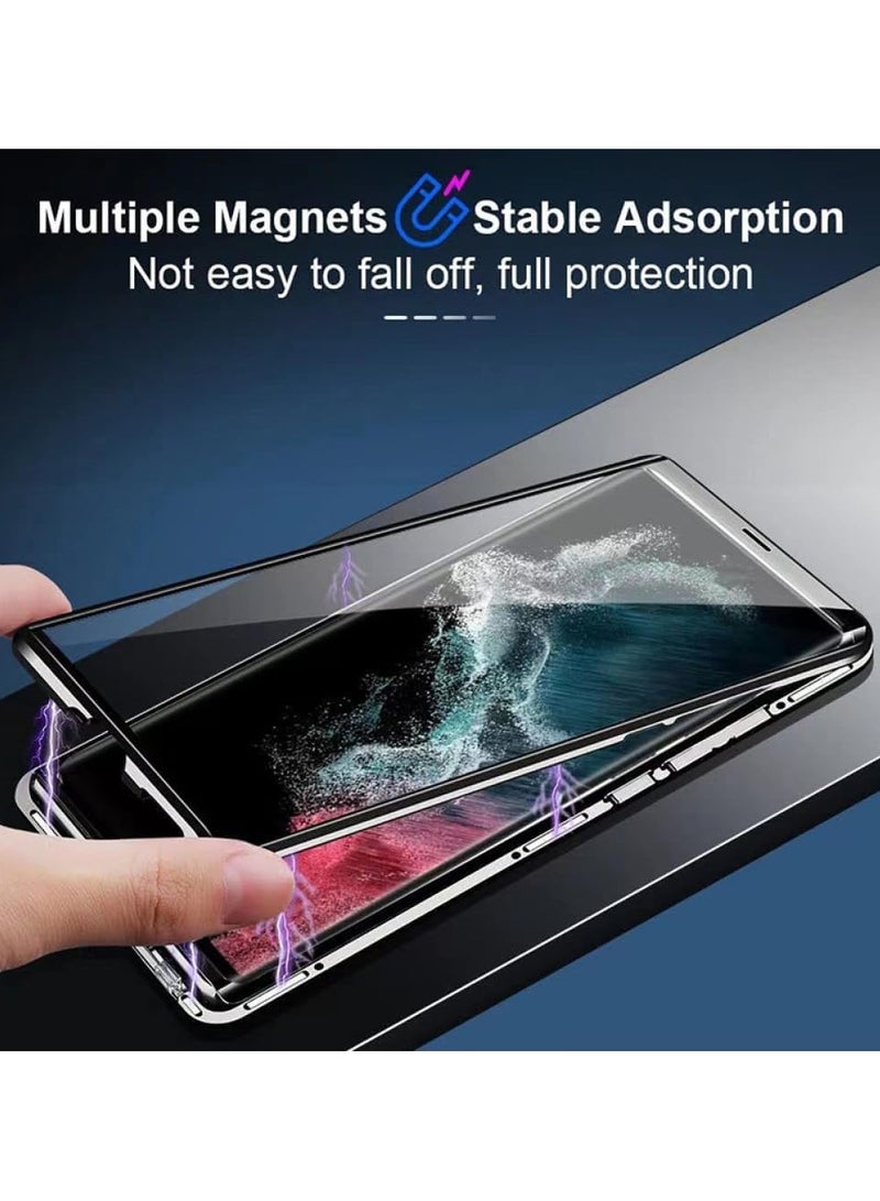 عام حافظة قفل معدنية مزدوجة الجانبين مصنوعة من الزجاج توفر حماية كاملة 360 درجة لهاتف Samsung Galaxy S24 Ultra Lens Case - Image 5