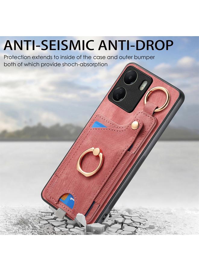 S-TOP Case For Redmi 9C Retro Skin-feel Ring Card Bag Phone Case with Hang Loop - Image 4