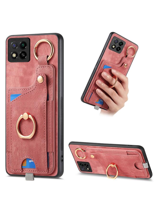 S-TOP Case For Redmi 9C Retro Skin-feel Ring Card Bag Phone Case with Hang Loop - Image 1