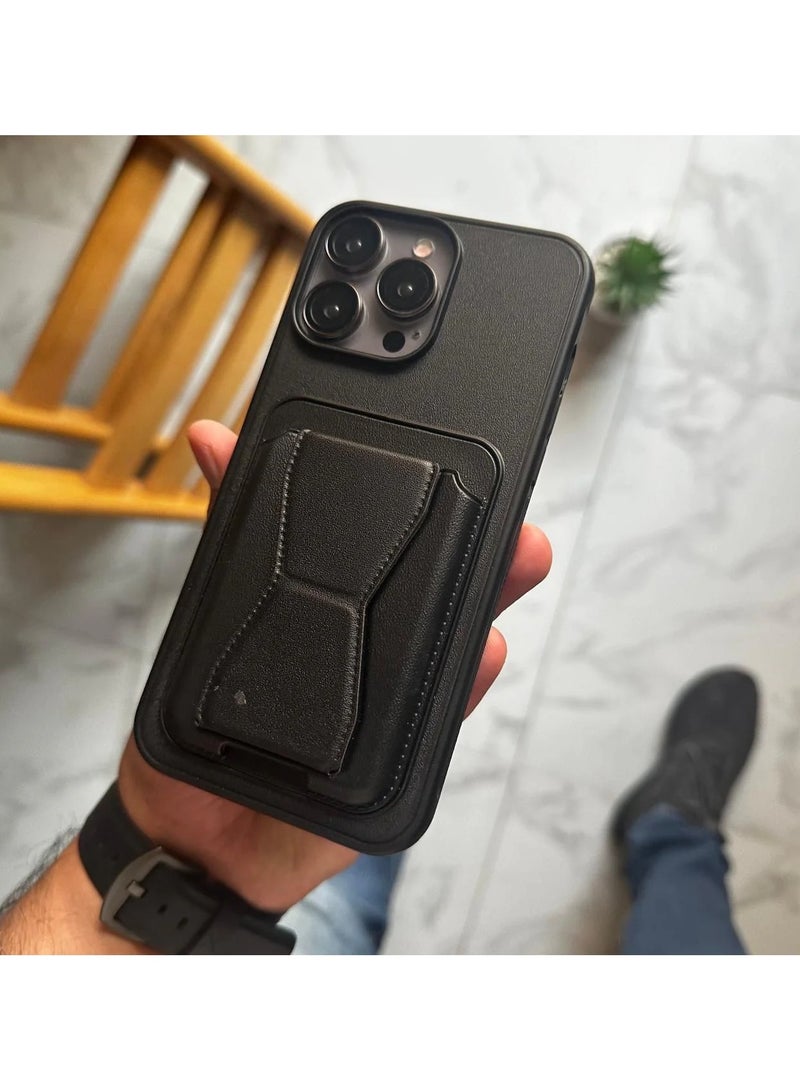 Anti-Scratch Full Body Protection With Grip Card Holder Cover Case For Iphone 16 Plus  in  maroon - Image 2