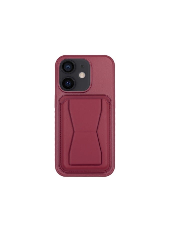 Anti-Scratch Full Body Protection With Grip Card Holder Cover Case For Iphone 16 Plus  in  maroon - Image 4