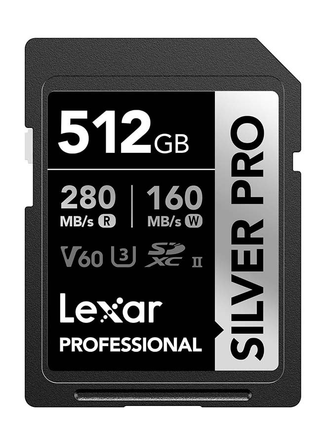 ليكسار بطاقة ذاكرة احترافية 512 جيجابايت فضية PRO SDXC UHS-II، C10، U3، V60، فيديو بدقة Full-HD و 4K، سرعة قراءة تصل إلى 280 ميجابايت/ثانية، للمصورين المحترفين، مصوري الفيديو، والهواة (LSDSIPR512G-BNNNU) - Image 1
