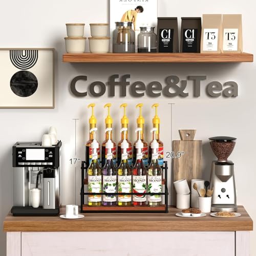 OGFC 11135 Coffee Syrup Rack Organizer 2-Tier 10 Syrup Bottles Holder Stand for Cafe Bar Storage Shelves for Syrup, Wine, Dressing for Kitchen Coffee Station - Image 4