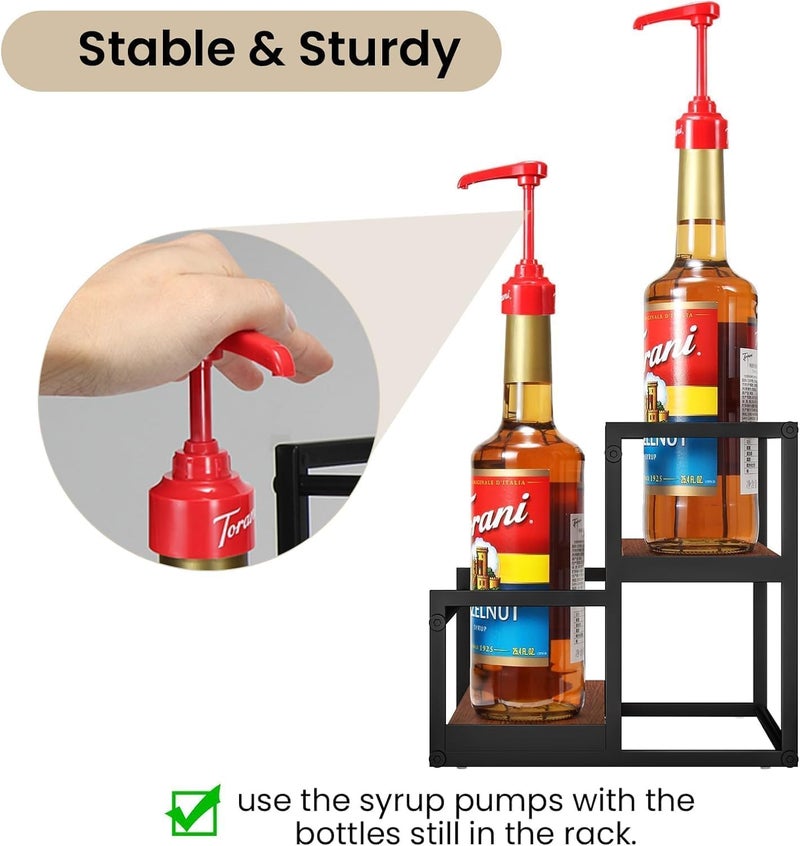OGFC 11135 Coffee Syrup Rack Organizer 2-Tier 10 Syrup Bottles Holder Stand for Cafe Bar Storage Shelves for Syrup, Wine, Dressing for Kitchen Coffee Station - Image 5