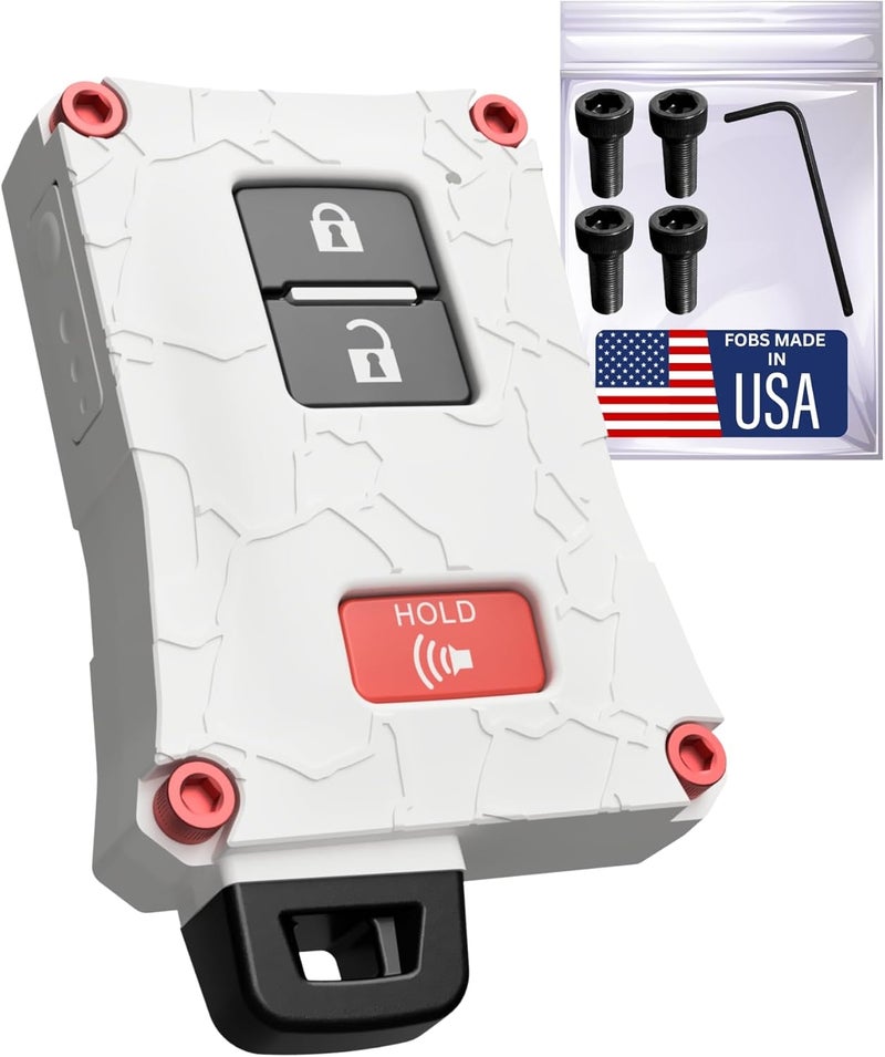Dubbs Hardware Tacoma Key Fob Case Cover - Compatible with Toyota Tacoma 16-23, Tundra and 4Runner 20-21 - USA Made (White, Red Screws) - Image 1