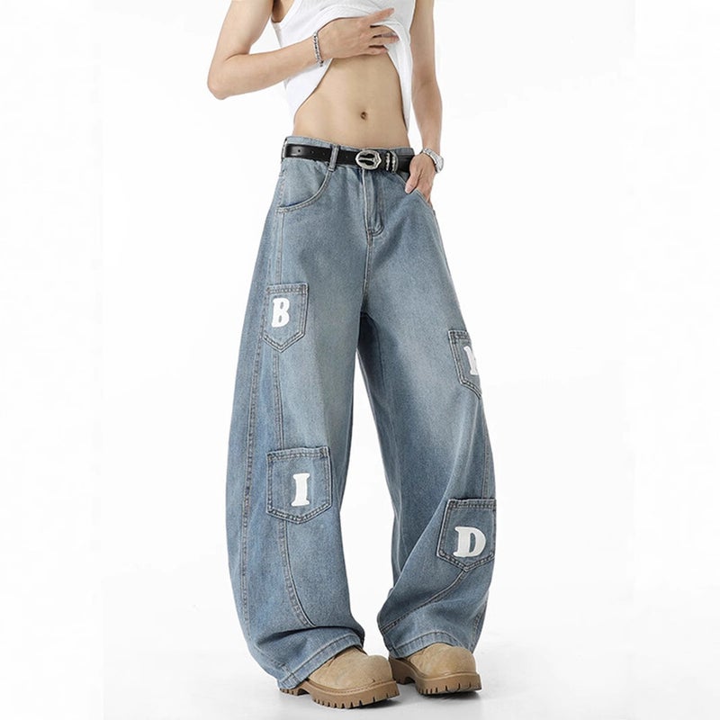 Unisex Classic Denim Jeans Loose Fit Daily Outdoor Wear - Image 1