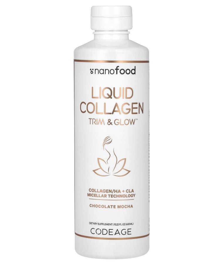 Codeage Nanofood Liquid Collagen Trim & Glow Chocolate Mocha 15.22 fl oz (450 ml)