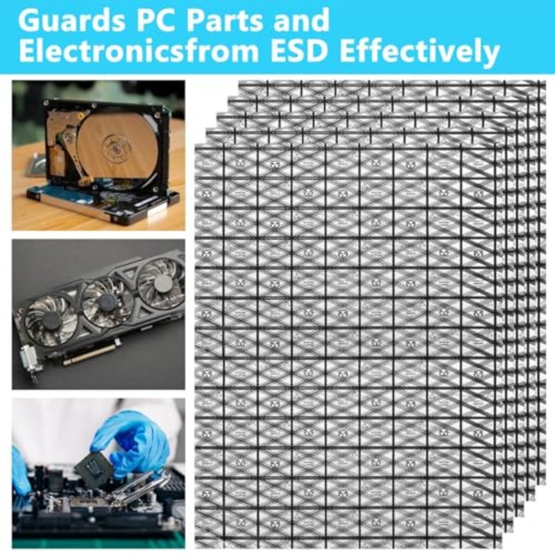 12x16 Inch Anti Static ESD Bags, Open Top ESD Shielding Bags with Self Adhesive Stickers, 4.6 Mil LDPE Antistatic Storage for Motherboard GPU Hard Drive LCD Screen, 30PCS - Image 2