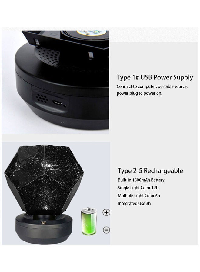 Loquat Romantic Projector Led Light Dreamlike Stars Projection Lamp Bedroom Home Decor black 13.9 x 8.4 x 13.9cm - Image 2