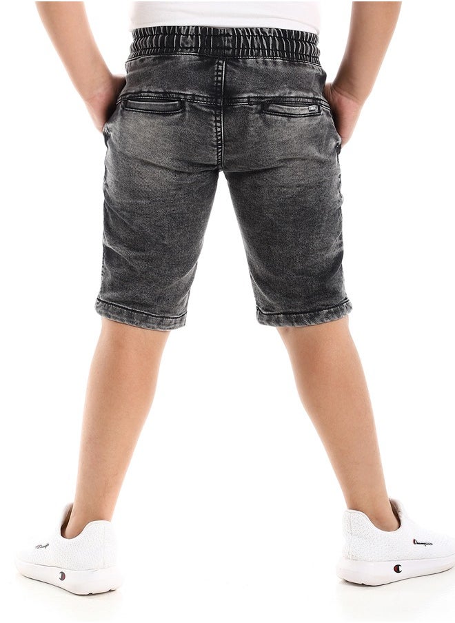 Andora Side Pockets Washed Grey Knee Length Denim Shorts  - Image 1
