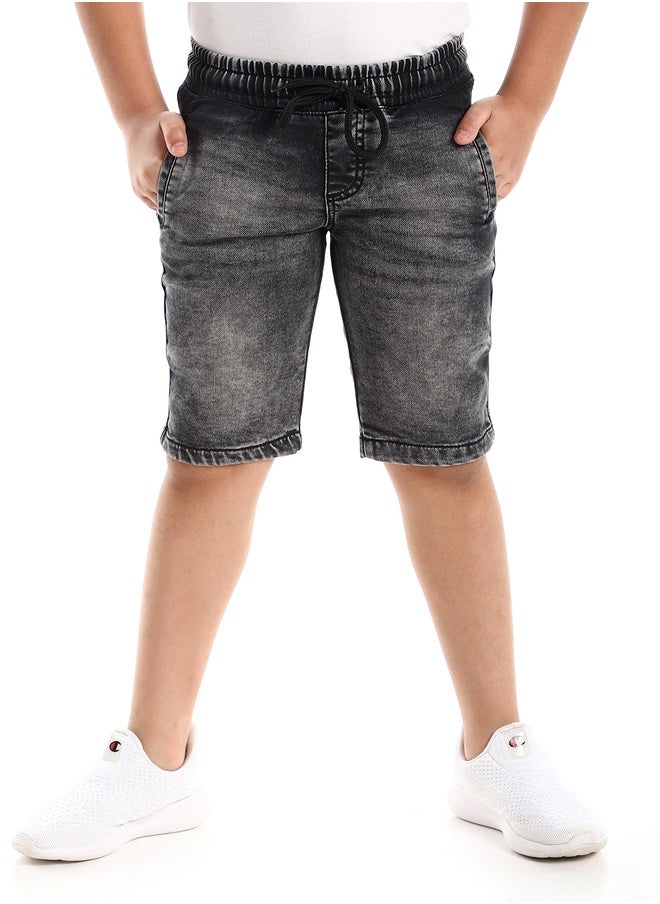 Andora Side Pockets Washed Grey Knee Length Denim Shorts  - Image 2