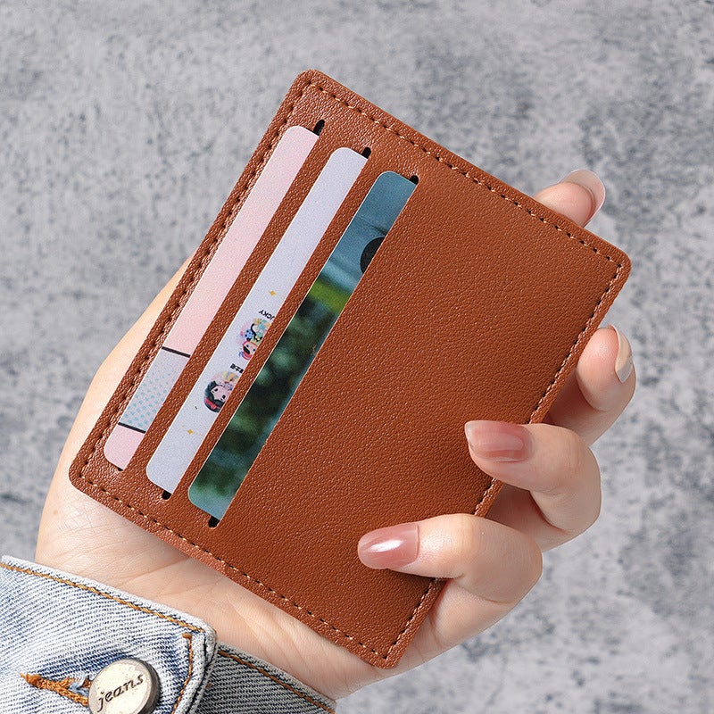 Slim Mini Card Holder Wallet for Men  Women Brown 